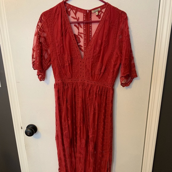 gimmicks by BKE Other - Gimmicks (by BKE) Red Long Lace Romper